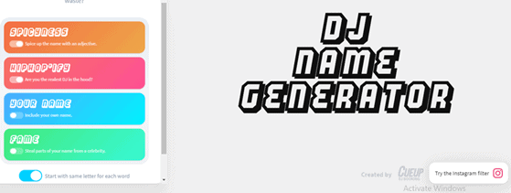 CUEUP DJ name generator